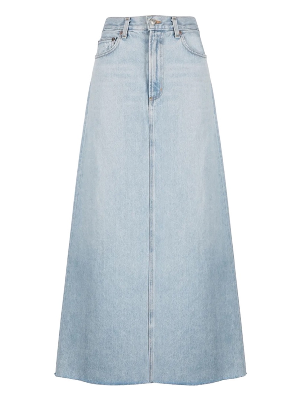 Agolde Maxi Denim Jean Skirt with Raw Hem 24